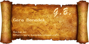 Gere Benedek névjegykártya